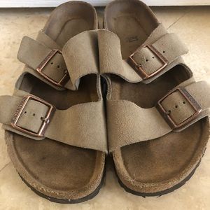 Birkenstock Arizona suede leather slides sz 37/7
